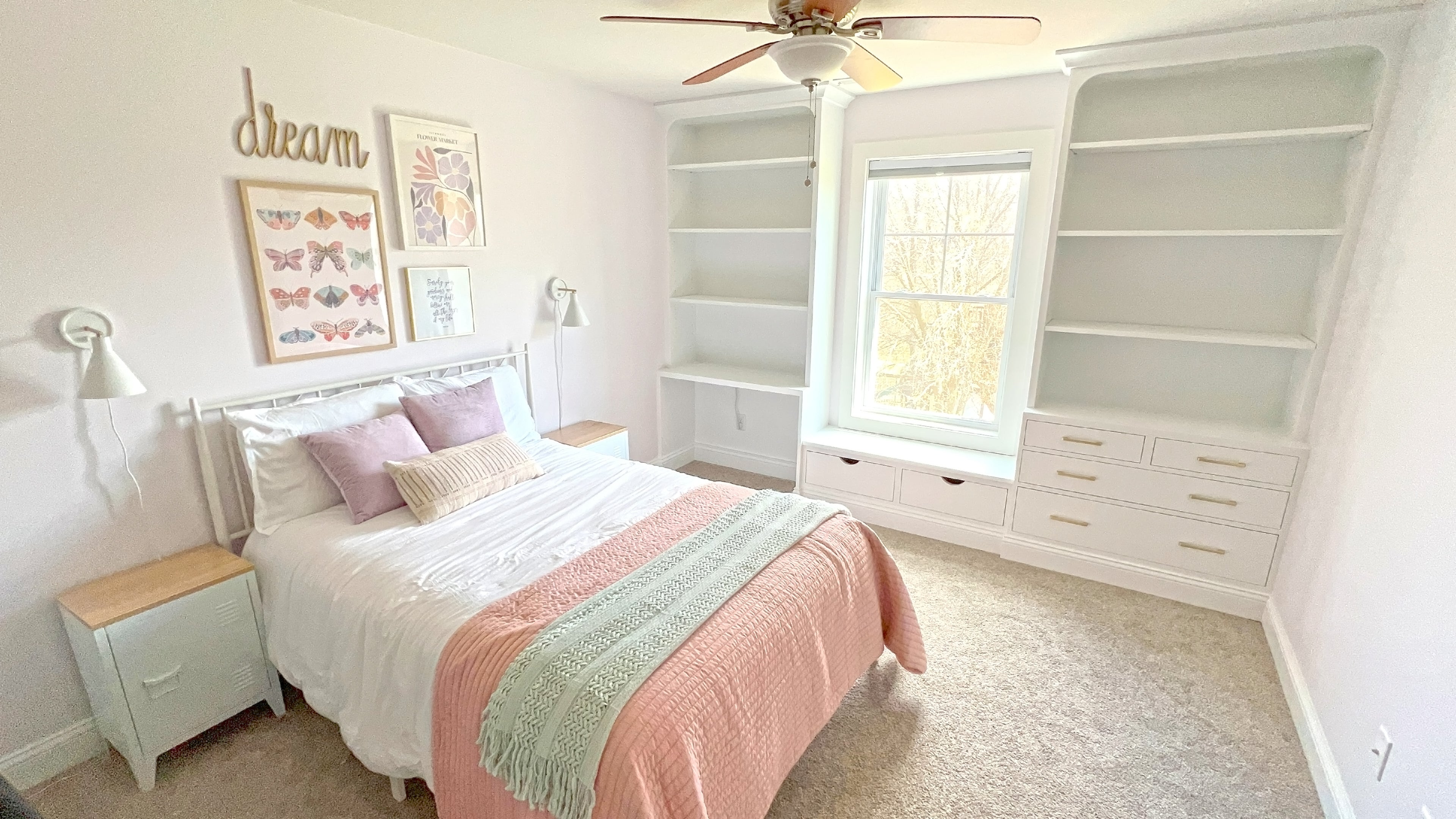 How To Build a Bedroom Window Seat Built-in With Desk, Dresser, and Bookshelves Woodworking DIY Project