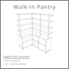 Walk-in Corner Pantry Woodworking Project Plan With 3D SketchUp Model - DIGITAL DOWNLOAD