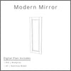 Modern Full Length Mirror Woodworking Project Plan and 3D SketchUp Model - DIGITAL DOWNLOAD