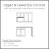 Mini Bar with Sink Built-in Microwave Minifidge Drawers and Cabinets Woodworking Project Plan and 3D SketchUp Model - DIGITAL DOWNLOAD